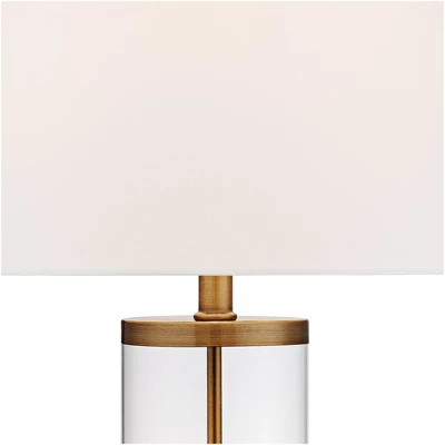 360 Lighting Coastal Table Lamp 26" High Glass Cylinder Gold Fillable White Drum Shade For Living Room Family Bedroom Bedside Nightstand - Image 2