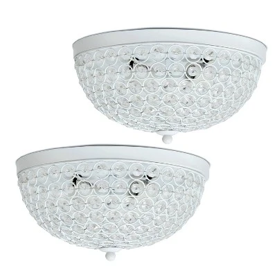 2pk 2-Light Crystal Glam Ceiling Flush Mount Pendants White - Lalia Home - Image 3