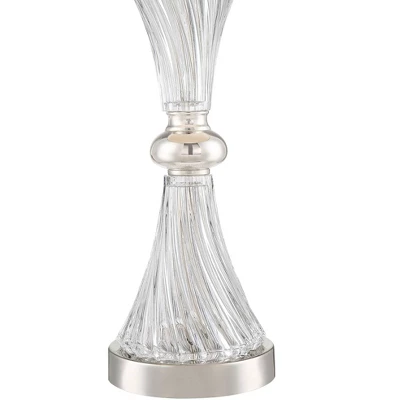 Regency Hill Luca Modern Table Lamps 25 1/2" High Set Of 2 Clear Glass With USB Charging Port Black Faux Silk Shade For Bedroom Living Room Home Desk - Image 3