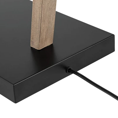 Franklin Iron Works Bramble Modern Industrial 71" Tall Arc Floor Lamp Matte Black Faux Wood Up Down Metal Cage Off-White Shade Living Room - Image 6