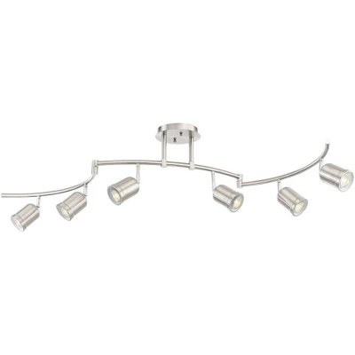 Pro Track Rhodes 6-Head LED Ceiling Track Light Fixture Kit Spot Light GU10 Silver Brushed Nickel Finish Metal Modern Kitchen Bathroom Dining 63" Wide - Image 4