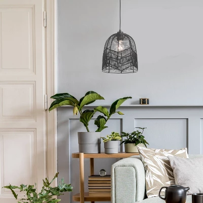 10" 1-Light Zola Pendant Rattan Black - River Of Goods - Image 5