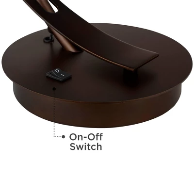 Possini Euro Design Modern Desk Lamps Set Of 2 With USB Port 22 1/2" High Bronze LED Clear Seeded Glass Shade For Bedroom Office - Image 4