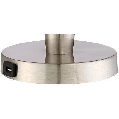 360 Lighting Geoff Modern Table Lamps 26" High Set Of 2 Brushed Nickel With USB Charging Port White Drum Shade For Bedroom Living Room Bedside Desk - Image 4