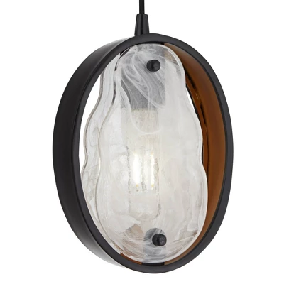 Uttermost Modern Industrial Floor Lamp 73 1/2" Tall Matte Black 3-Light Marbleized Glass Drop Shade For Living Room Reading Family Bedroom Office Home - Image 2