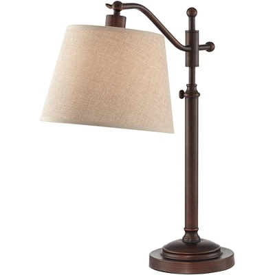 Regency Hill Traditional Desk Lamp 30 1/2" Tall With USB Charging Port Bronze Arm Adjustable Tan Drum Shade For Living Room Office - Image 6