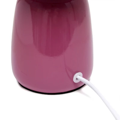 10.04" Traditional Ceramic Thimble Base Bedside Table Desk Lamp With Matching Fabric Shade Mauve - Simple Designs - Image 5