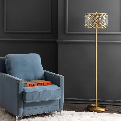 60" Crystal/Metal Elizabeth Floor Lamp (Includes LED Light Bulb) - JONATHAN Y - Image 2