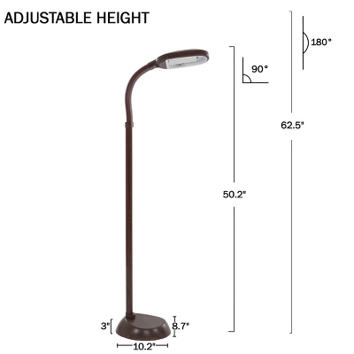 Hastings Home Natural Daylight Floor Lamp - 60", Dark Brown Woodgrain