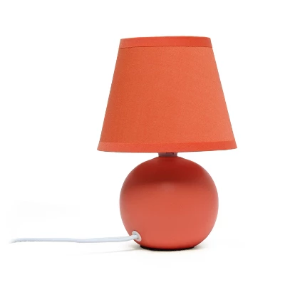 8.66" Petite Ceramic Orb Base Bedside Table Desk Lamp With Matching Tapered Drum Fabric Shade Orange - Creekwood Home - Image 4