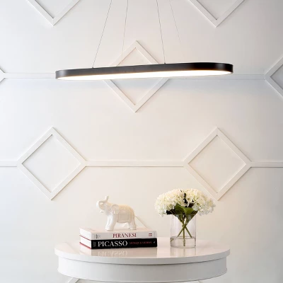 38.75" Nolan Modern Bohemian Iron Linear Integrated LED Pendant Black - JONATHAN Y - Image 2