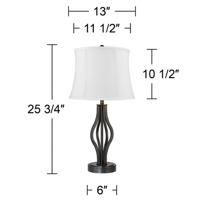 360 Lighting Heather Modern Industrial Table Lamps 25 3/4" High Set Of 2 Dark Iron With USB Charging Port White Softback Drum Shade For Bedroom Desk - Image 5