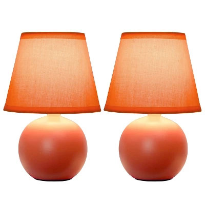 8.66" 2pk Petite Ceramic Orb Base Bedside Table Lamps With Matching Tapered Drum Shade Orange - Creekwood Home - Image 7