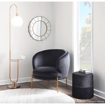 Trombone Contemporary/Glam Floor Lamp With Metal And Glass Shelf Gold (Includes LED Light Bulb) - LumiSource - Image 9