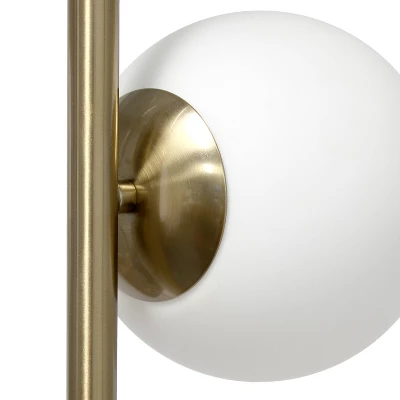 66" Tall Mid-Century Modern Tree Floor Lamp With Dual White Glass Globe Shade Gold - Simple Designs - Image 6