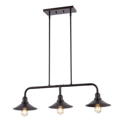34.25" LED 3-Light Cade Metal Farmhouse Industrial Pendant Oil Rubbed Bronze - JONATHAN Y - Image 2