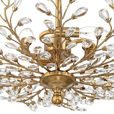 Vienna Full Spectrum Brielle Modern Ceiling Light Semi Flush Mount Fixture 18 1/2" Wide Brass Vine Leaf 4-Light Clear Crystal Glass For Bedroom House - Image 2