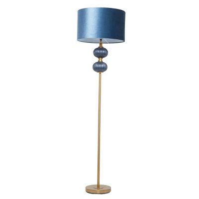 Fabric Floor Lamp With Drum Shade Blue - Olivia & May - Image 8