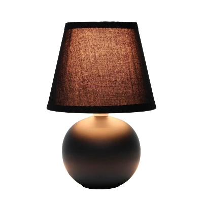 8.66" Petite Ceramic Orb Base Bedside Table Desk Lamp With Matching Tapered Drum Fabric Shade Black - Creekwood Home - Image 5