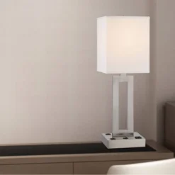 Transitional Metal Task Lamp With 1 Outlet And 2 USB Ports Black - Cal Lighting