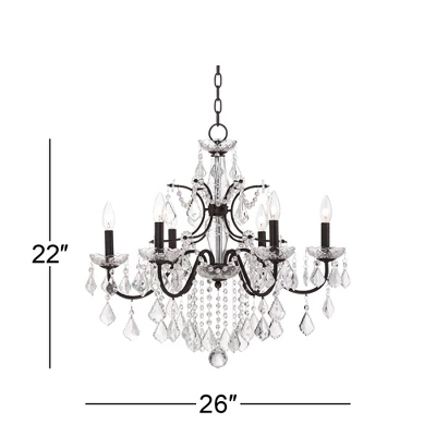 Vienna Full Spectrum DeMallo Dark Bronze Chandelier 26" Wide French Scroll Arm Clear Crystal 6-Light Fixture For Dining Room Home Foyer Kitchen Island - Image 5