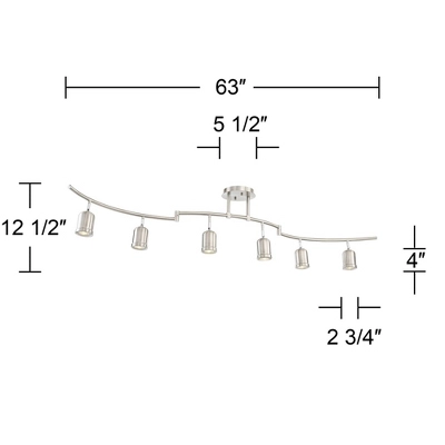 Pro Track Rhodes 6-Head LED Ceiling Track Light Fixture Kit Spot Light GU10 Silver Brushed Nickel Finish Metal Modern Kitchen Bathroom Dining 63" Wide - Image 6