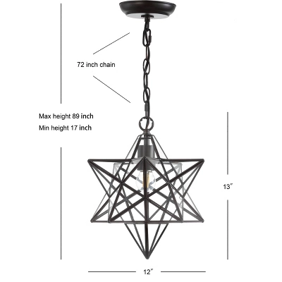 12" Stella Moravian Star Metal/Clear Glass LED Pendant - Jonathan Y - Image 3