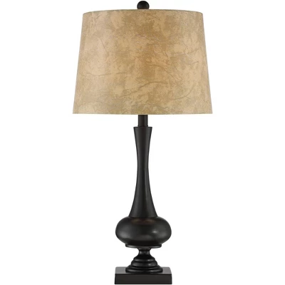 Franklin Iron Works Ross Rustic Farmhouse Table Lamps 27" Tall Set Of 2 Bronze With USB Charging Port Faux Leather Drum Shade For Living Room Desk - Image 8