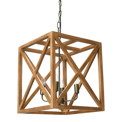 Metal/Wood Chandelier Natural Brown - Storied Home - Image 3