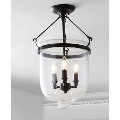 14.5" LED Metal/Glass Semi-Flush Mount Oil Rubbed Bronze - Jonathan Y