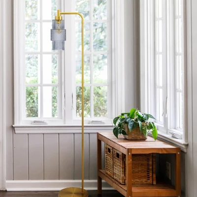 63" Kyra Pillar Shade Floor Lamp Blue/Gold - River Of Goods - Image 5