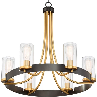 Stiffel Ferrers Dark Bronze Gold Chandelier 26" Wide Clear Glass Shade 6-Light Fixture For Dining Room House Foyer Kitchen Island Entryway Bedroom - Image 2