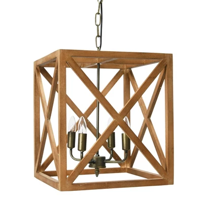Metal/Wood Chandelier Natural Brown - Storied Home - Image 11