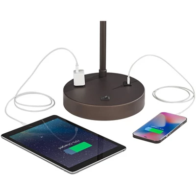 360 Lighting Colby Bronze Finish Desk Lamps Set Of 2 With Outlets And USB Ports - Image 3