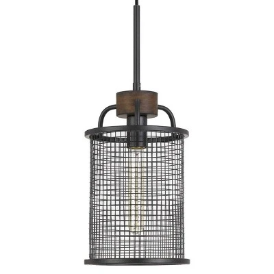 7.75" X 7.75" X 19.5" Metal/Wood Aberdeen Mesh Pendant Bronze - Cal Lighting - Image 2