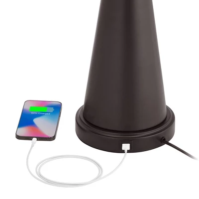 Franklin Iron Works Craig Rustic Farmhouse Accent Table Lamps 23" High Set Of 2 Bronze With USB Charging Port Natural Drum Shade For Bedroom Desk - Image 3