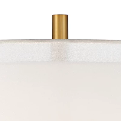 Possini Euro Design Roxie Modern Floor Lamp Standing 65 1/2" Tall Brass Black Metal Sheer Linen Double Drum Shade For Living Room Bedroom Office House - Image 2