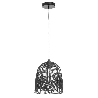 10" 1-Light Zola Pendant Rattan Black - River Of Goods - Image 8