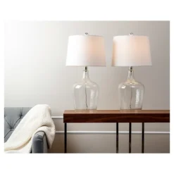 Set Of 2 Delmore Glass Table Lamp Clear - Abbyson Living