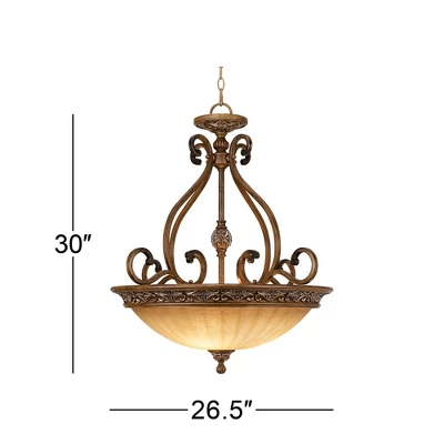Kathy Ireland Sterling Estate Golden Bronze Pendant Chandelier 26 1/2" Wide Rustic Champagne Bowl Shade 3-Light Fixture For Dining Room Kitchen Island - Image 6