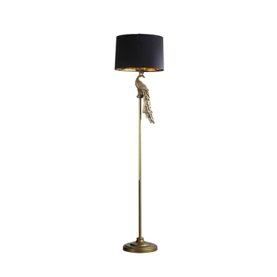 64.5" Modern Elegance Golden Peacock On A Pedestal Polyresin Floor Lamp - Ore International