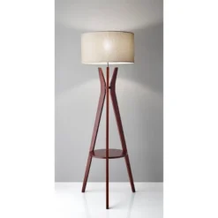 59.5" 3-way Bedford Shelf Floor Lamp Brown - Adesso