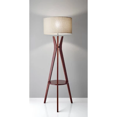 59.5" 3-way Bedford Shelf Floor Lamp Brown - Adesso