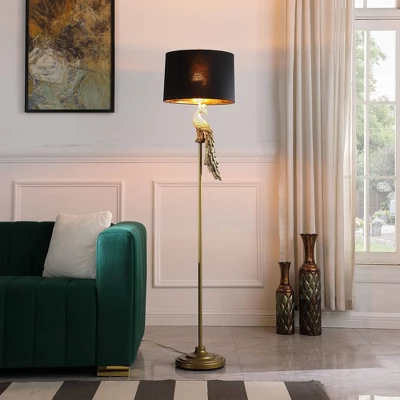64.5" Modern Elegance Golden Peacock On A Pedestal Polyresin Floor Lamp - Ore International - Image 4