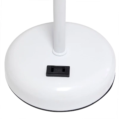 19.5" Bedside Power Outlet Base Metal Table Desk Lamp In White With Aqua Blue Fabric Shade - Creekwood Home - Image 5