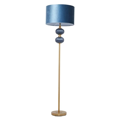 Fabric Floor Lamp With Drum Shade Blue - Olivia & May - Image 7