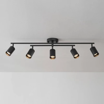 5-Light Matte Black Track Lighting With Center Swivel Bar With Pivoting Shades - Globe Electric - Image 7