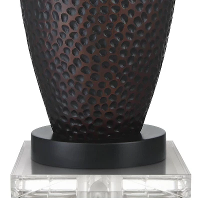 Franklin Iron Works Kaly Rustic Table Lamps With Square Risers 25" High Set Of 2 Oil Rubbed USB Charging Port Bronze Drum Shade For Living Room Desk - Image 3