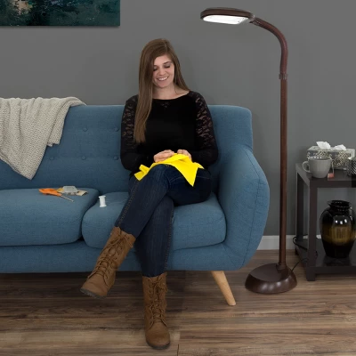 Hastings Home Natural Daylight Floor Lamp - 60", Dark Brown Woodgrain - Image 5