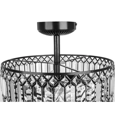 15.25" Glass And Metal Tiered Jeweled Semi Flush Mount Ceiling Light - River Of Goods - Image 6